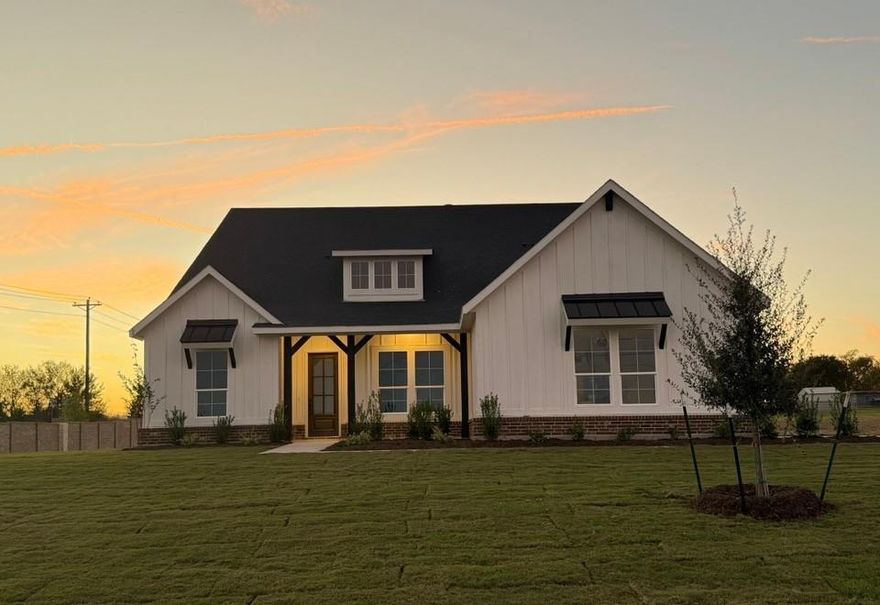 Estimated completion November! Ask us about our Trade In Trade Up program, we can buy your home! Step into the Bluebonnet by Riverside Homebuilders and embrace a lifestyle of comfort and functionality. With 4 bedrooms and 3 bathrooms sprawled over 2,686 square feet, this single-story haven offers ample space for every member of the family. As you enter through the inviting porch, the airy foyer sets the tone for the home's open layout. To the left, a flex room awaits, beckoning to be transformed into your ideal space—whether you envision a home office, gym or hobby room. Continue through the foyer to discover the heart of the home—a luminous dining room bathed in natural light. Beyond lies the main living area, a seamless fusion of the expansive kitchen, cozy family room featuring a fireplace and a charming nook adorned with picturesque windows. On the right wing of the home, privacy awaits with three traditional bedrooms and a breathtaking owner's suite. The owner's retreat boasts a spacious walk-in closet and a spa-like bathroom, offering a sanctuary for relaxation. Convenience is paramount with the laundry situated just off the bedrooms, accompanied by a mud bench near the garage entrance. To embrace the beautiful DFW weather without having to leave your home, step outside to the generous covered patio—where endless possibilities for outdoor enjoyment await. With its thoughtful design and inviting atmosphere, the Bluebonnet embodies the epitome of charming Texas living for all families alike.