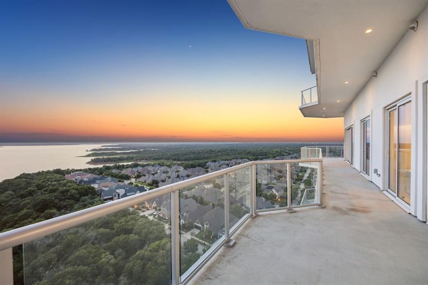 Live every day like a vacation in this exceptional 4,491 sqft Penthouse at Lakeside Tower, where luxury meets lakefront elegance. Perched above Lake Grapevine, this residence boasts an expansive open-concept layout and nearly 1,800 sqft of private terrace space—perfect for effortless indoor-outdoor living and entertaining. Enjoy sweeping panoramic views and high-end finishes throughout, including rich hardwood flooring, custom cabinetry, designer lighting, and sophisticated quartz and granite countertops. The gourmet kitchen is outfitted with premium Sub-Zero and Wolf appliances, ideal for both everyday living and entertaining. This home is as smart as it is stylish, featuring automatic Lutron shades in every room and a full-home water filtration system. Designed for both beauty and functionality, the home includes four spacious bedrooms, each with a spa-inspired ensuite bath, and light-filled living and dining areas that flow seamlessly together. Private elevator access ensures convenience and privacy. Residents of Lakeside Tower enjoy world-class amenities that rival a five-star resort, which include 24 hour concierge, a fitness center, yoga & pilates studio, spa, sauna, club room with catering kitchen, guest suites, roof-top pool with cabanas & bar, theater room, golf simulator, jogging trails & a dog park. The property also includes three dedicated parking spaces and two private storage units—offering the ultimate in luxury, comfort, and convenience. All TVs will remain with the property, and furnishings are negotiable—making this Penthouse truly move-in ready. Call for a private showing today!