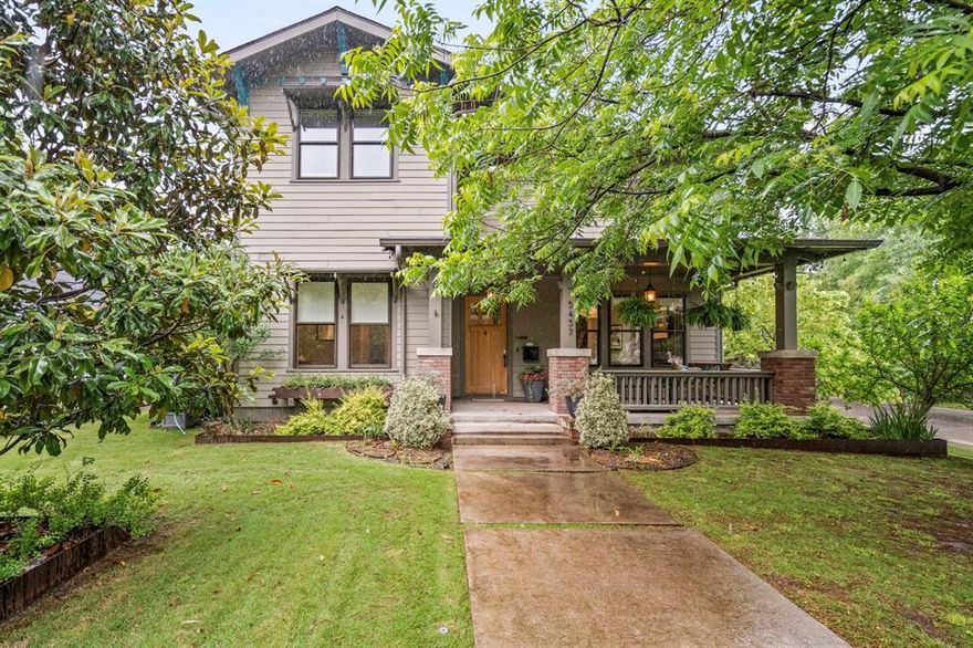 Bold, artistic & unforgettable—this stunning corner-lot home in Vickery Place blends Craftsman charm w-contemporary design elements &rustic warmth, along w-high-end modern amenities to create a living experience like no other. From its expansive Texas-sized front porch to its private backyard patio, outdoor kitchen & sparkling pool w-spa, every detail of this custom-crafted residence is designed to impress. Step inside & be instantly drawn to the home's unique personality—rich wood accents, smooth finish walls, designer wallpaper + lighting w-a layout that surprises at every turn. Just off the entry, the formal living area makes a statement w-a modern gas fireplace. But it’s the flow of the home that truly sets it apart: the kitchen serves as the home's centerpiece w-a massive island, built-in 42” refrigerator, Thermador apps & a butler’s pantry w-wine fridge + floor-to-ceiling cabs. Sliding glass doors open wide to the lush backyard, creating an effortless indoor-outdoor flow ideal for entertaining. Step outside to a true private retreat: a resort-style pool w-spa, a huge covered patio + beautifully landscaped green space. It's your personal oasis in the middle of the city. Upstairs, the primary suite is a showstopper w-a spacious sitting area + a spa-worthy bathroom w-a floating dual vanity, garden tub + a glass-enclosed double shower that feels like stepping into a luxury hotel. The WIC is massive & beautifully designed to meet your every storage need, and w-an attached laundry room for added convenience. Two additional bedrooms w-views that make you feel like living in a tree-house. A rare detached 3 car garage, a downstairs guest suite, and design touches throughout that give the home its unmistakable appeal with a curated mix of old and new. Great location in one of Dallas’s most beloved neighborhoods with walkability and close proximity to both Greenville Avenue and Knox-Henderson restaurants and shopping. Built in 2014 by neighborhood builder, Brian Gream.