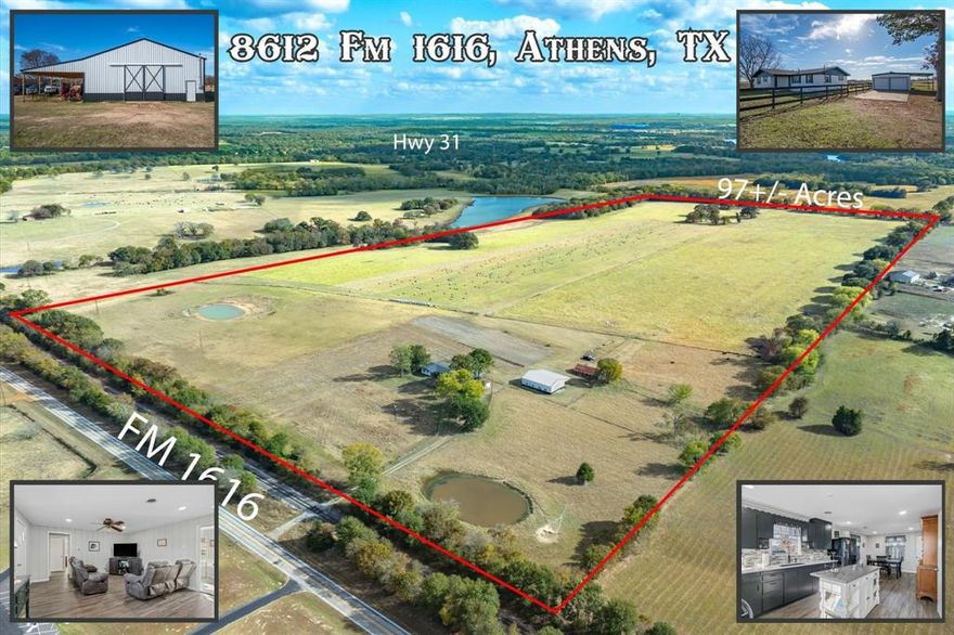 If you are looking for highly improved pastures with a gentle rolling topography & scattered trees with convenient FM frontage, ponds, precious & recently remodeled home, workshop & barn? Look no further! This dreamy property is one you won't want to miss. Turnkey home is ready for you, a tenant for rental income, or a living space while you build your dream home! Plenty of privacy & seclusion with  tress along the perimeter and in the back of the property, fencing & cross fencing. Ready for your cattle, horses, or hay production with over seeded albon rye with a previous yield of 220 bales with cattle on a portion. 60x60 workshop with concrete, overhang for equipment parking & electric. Detached 2 car garage & well with recently replaced pump to water lush & heavy producing garden. Abundant wildlife population of deer, hogs & waterfowl in the area. Home recently renovated with updated roof, interior & exterior paint, floors, appliances, bathroom, most plumbing, most wiring & granite.