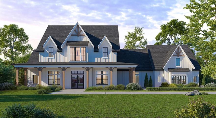 The Ponderosa plan with an 1000sqft workshop add -on from the Cope Homes Luxury Series. This beautiful craftsman style home is located in the newest 1+ acre lot community in Van Alstyne, Capitol Hill. This home features a large open floorplan, two story ceilings, and an oversized 4 car garage. The kitchen features quartz countertops, Bar with Beverage Fridge, Kitchen Aid double ovens, gas cooktop, dishwasher and two large kitchen islands. First floor primary bedroom is oversized and features a seating area. The ensuite bath has a free-standing tub and dual shower heads in the walk-in shower. Other features include a dining room and large laundry room. The second floor has two bedrooms, two baths, a game room.  A large multi-slide glass door opens to the covered patio with a wood burning fireplace. NO HOA! Add your own shop, apartment, storage on the 1+ acre lot! If this isn't your floorplan, we have several other homes currently under construction in Capitol Hill!