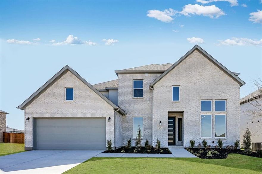 What's Special: 1st Floor Guest Suite - Larger Backyard - 2-Story Great Room with Fireplace - Oversized Patio. New Construction - Ready Now! Built by Taylor Morrison, America's Most Trusted Home Builder. Welcome to the Larimar at 6713 Muenster Drive in Highland Lakes! This stunning two story floor plan delivers true wow appeal beginning with a dramatic curved staircase wrapped in natural light and framed by a study on one side and a formal dining room on the other. A butler’s pantry leads into the gourmet kitchen where a large island overlooks the great room and casual dining area for effortless entertaining. The first floor includes a private guest suite along with a spacious primary suite featuring a soaking tub and walk in shower. Upstairs, enjoy secondary bedrooms plus a game room and media room that create inviting spaces for fun evenings at home. Your new McKinney, TX home offers the best of both worlds: peaceful outdoor living and modern comfort. Amenities are open. Enjoy the pool, fitness center, and miles of scenic trails. With no MUD or PID taxes and zoning for top-rated Prosper ISD, this community gives students room to thrive and families even more reasons to make the move. Additional Highlights Include: first floor guest suite with full bath, dedicated game room and separate media room, two story great room and foyer. MLS#21196056