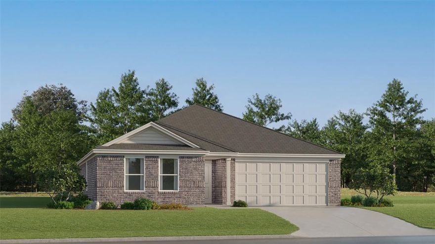 This single-level home showcases a spacious open floorplan shared between the kitchen, dining area and family room for easy entertaining during gatherings. An owner’s suite enjoys a private location in a rear corner of the home, complemented by an en-suite bathroom and walk-in closet. There are two secondary bedrooms along the side of the home, which are ideal for household members and hosting overnight guests.