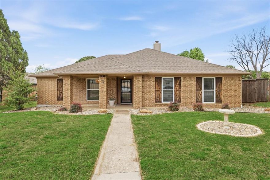 Northeast facing updated beauty is move-in ready! Super nice quiet location with NO HOA close to everything you frequent. Food, Gas, Shopping, schools, etc... This one story is in move-in condition and shows beautifully! Nice big open & bright living room has a vaulted ceiling, wood burning fireplace, ceiling fan and is open to the dining and entry. This Valley 5 home should be the winner!! It's on a third acre lot with a large wood fenced back yard, mature tree, privacy and a large patio. The neighborhood looks very nice with the garages in the rear. This 2 car rear entrey garage has a GDO and epoxy painted floor. This home is also updated with double hung-double pane windows, granite-quartz counter tops, nice backsplash & stainless steel appliances. The frigerator is included!  The main bedroom ensuite bath has a large walk-in closet to fit all your stuff. Lots of natural light and nothing to object to. A very good find for the price in the Lewisville Valley 5. An investor can put a tenant right in it without doing anything.