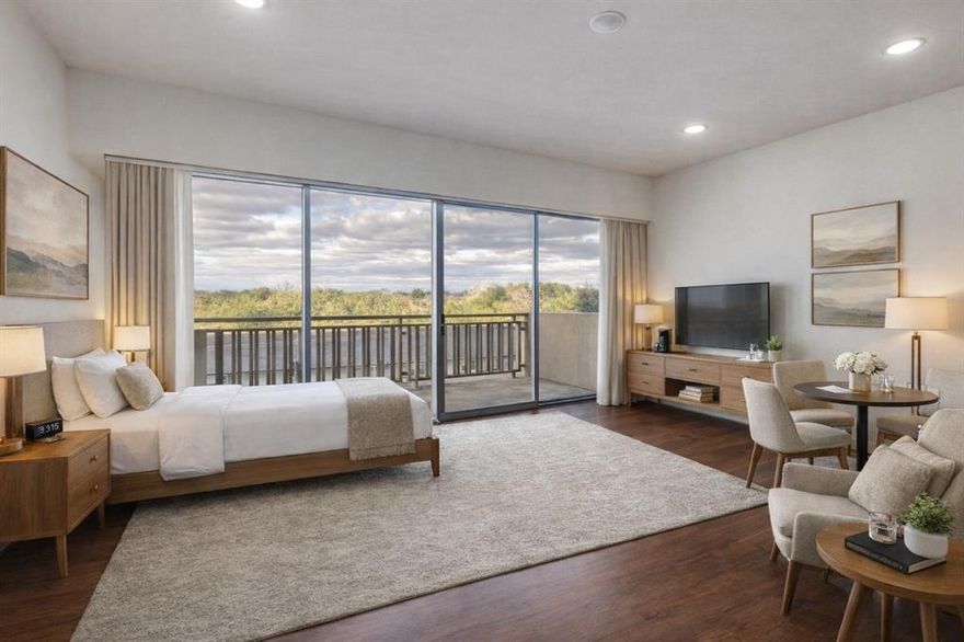 Efficient, affordable living at Preston Tower! This well-appointed Garden Building studio condo offers 4th-floor views of the Preston Hollow tree tops and Preston Tower’s pickleball-tennis court. The compact 397 sq. ft. floor plan features a 17 x 11 main living-sleeping area, a galley kitchenette, ample closet space, a bath & dressing area, and a private balcony. Easy in & out end unit is located directly across from the east elevator. Many building upgrades have recently been completed, including a new fire alarm system, roof replacement, and refurbishment of the elevators and common hallways. Preston Tower offers the ultimate low-maintenance lifestyle with amenities such as round-the-clock front desk and basement attendants, fitness center, community room with kitchen and library, pool area with fire pit, basement laundry room, tennis-pickleball court, and a dog park. Various on-site services are located on the building's first and second floors, including a coffee shop and Bernie’s bar. The desirable Preston Hollow location is within walking distance of Preston Center shops and restaurants, with easy access to NorthPark, Preston Royal, US-75, and DNT. Monthly HOA dues cover all utilities, HVAC maintenance, and high-speed internet service.