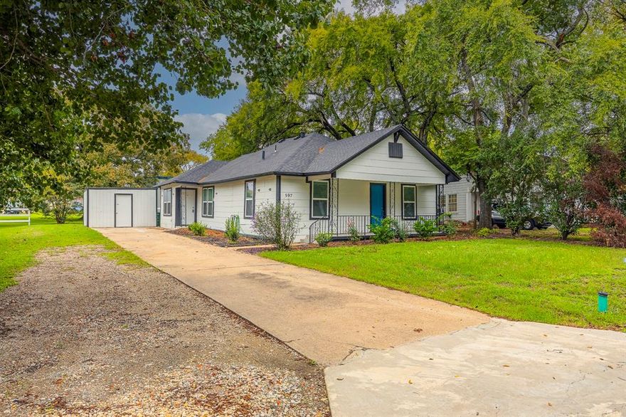 Step into one of the best values in the neighborhood—a beautifully updated 3-bedroom, 2-bath home sitting on one of the largest lots in the area with no HOA restrictions! The inviting front porch sets the tone, leading into a bright, open-concept floor plan designed for both everyday living and entertaining. The kitchen stands out with new stainless steel appliances, white quartz countertops, a vent hood, and fresh modern finishes. Recent upgrades bring peace of mind, including new insulation, electrical updates, roof repairs, energy-efficient windows with blinds, new flooring, and a relocated HVAC system for improved safety and efficiency. A modern water heater and spacious utility room add to the home’s convenience.
The oversized backyard is a true retreat—featuring mature trees, ample room for outdoor living, gardening, or future expansion, plus a storage shed.Tucked away in a quiet neighborhood, yet just minutes from major highways and shopping centers, this home offers the perfect balance of tranquility and convenience. Move-in ready and priced to sell, it combines modern comfort, a large private lot, and unbeatable location.