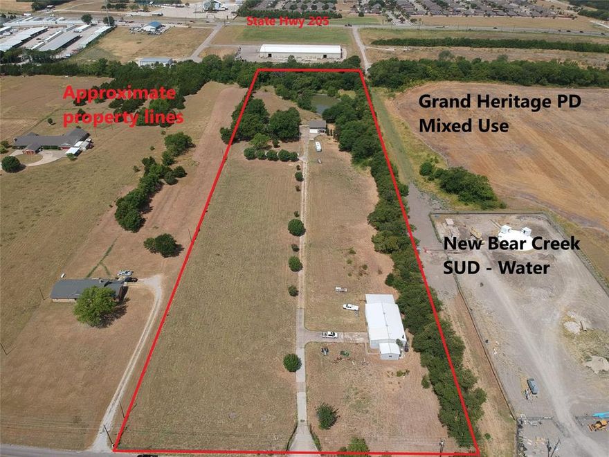 10 acres of level, rectangular land that's not in the City Limits of Lavon but on the border of.  Being in the county and not the city limits, the options for development are numerous.  Adjacent on the north side of the property is the Grand Heritage PD that fronts Hwy 78 - a proposed commercial mixed use project.  There is a proposed 4 lane road cutting thru the PD from Hwy 78 & tying into CR 484 on the front side of this property that will provide excellent ingress & egress.   Plus the widening of CR 484 to four lanes is scheduled to begin this year or early 2023.   This area is booming with lots of new homes being built and new residential developments underway.   A possible use could be office-retail on the front and townhomes behind.  Currently on the property, there's a 24 x 40 warehouse, a 3582 sf residence and a 320 sf guest house with RV size garage door - would make a good office.  Lots of possibilities!!  Being sold for land value!  No consideration for the improvements!