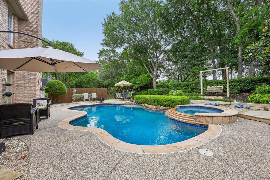 Welcome to 893 Parker Dr in the heart of Coppell—where comfort, functionality, and serene outdoor living come together beautifully. This spacious 4-bedroom, 3 full bath home offers a flexible layout ideal for modern living. The main floor features a private guest bedroom with a full bath, perfect for visitors or multi-generational needs. The open-concept kitchen boasts granite countertops and flows seamlessly into the main living area, creating an inviting space for everyday living and entertaining. Upstairs, you’ll find an oversized primary retreat complete with two large walk-in closets, along with two generously sized bedrooms, a full bath, and a versatile loft that can easily serve as a game room, office, or media space.  Recent updates include all carpet replaced in April 2026, adding a fresh and move-in ready feel. Step outside and discover the true highlight of this home—a tranquil backyard oasis featuring a sparkling pool and spa, enhanced by updated pool electronics (2026) and refreshed landscaping (2026), all set against a peaceful greenbelt backdrop with no rear neighbors. Located in highly sought-after Coppell ISD and just minutes from shopping, dining, and major highways, this home offers the perfect blend of convenience and quiet retreat.