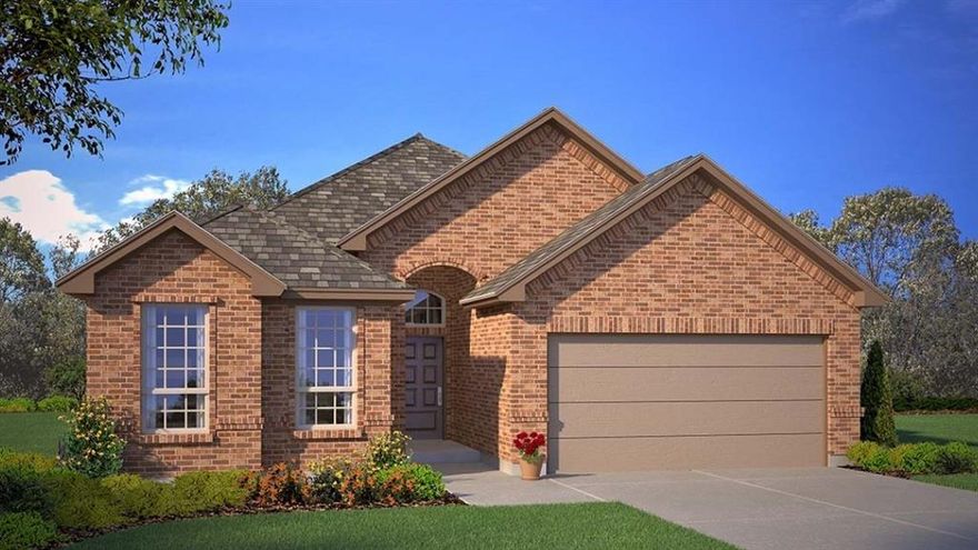Stunning new D.R. Horton home in the Morningstar community located in highly sought-after Aledo ISD!! The Portales floorplan, Elevation H with a quick estimated completion, offers a thoughtfully designed single-story layout featuring 4 bedrooms, 2 bathrooms, and a 2-car garage, ideal for comfortable everyday living. The open-concept design connects the spacious family room with the dining area and modern kitchen, creating an inviting space for gatherings and entertaining. The kitchen is equipped with 42” upper cabinets with crown molding, quartz countertops, a ceramic tile backsplash, stainless steel appliances, and a gas range, along with a pantry for added storage. Luxury vinyl plank flooring extends throughout the main living areas, providing durability and style. The private primary suite includes a well-appointed en-suite bath and a generous walk-in closet, while three secondary bedrooms offer flexibility for family, guests, or a home office. A covered patio enhances outdoor living, and thoughtful design details, modern finishes, and energy-efficient construction complete this impressive home. Morningstar residents enjoy resort-style pools, playgrounds, parks, a dog park, and scenic walking trails.