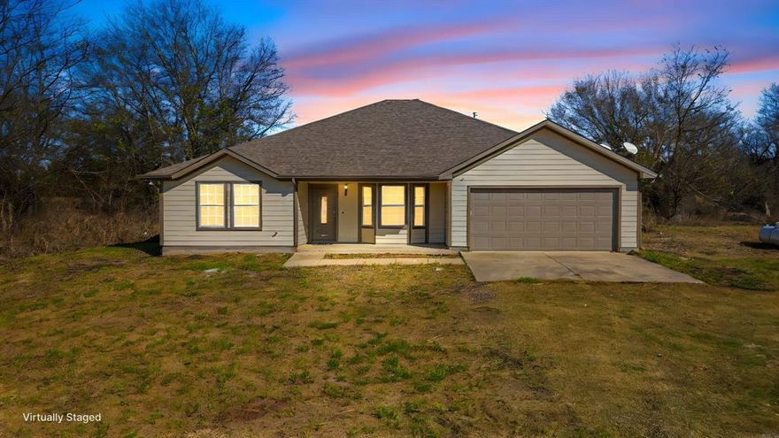 Set on nearly nine peaceful acres just outside Bells, TX, this inviting property blends wide-open space with modern comfort. Inside the 2,153-square-foot home, a bright and airy floor plan welcomes you with freshly painted interiors from floorboards to ceilings and brand-new luxury vinyl wood-look floors throughout. Thoughtfully designed, the home features extra wide doors and hallways, enhancing accessibility and ease of movement for all.
The spacious eat-in kitchen is a true highlight, featuring all brand-new appliances (*refrigerator included!!*) and a breakfast bar that opens to the comfortable living area—perfect for entertaining or easy everyday living. The generous primary suite offers a relaxing retreat with an ensuite bath and large walk-in closet, while two additional bedrooms and a flexible bonus room provide plenty of options for an office, den, or hobby area.
Step outside to enjoy the open sky and tranquil surroundings, complete with an above-ground pool and an oversized 900-square-foot garage providing ample storage or workspace. 
With its crisp new finishes, fresh updates, thoughtful accessible features, and nearly nine acres of freedom, this Bells home is ready to welcome its next owner with comfort, style, and room to roam.
*NEW ROOF - Replaced NOV. 3rd*