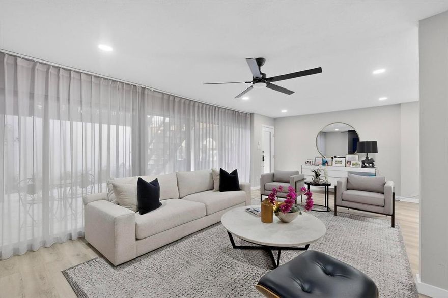 This stunning, fully updated 2-bedroom, 2.5-bath townhome is tucked away on a quiet cul-de-sac in North Dallas, located in the highly sought-after Private School Corridor—location,location, location.  Upon entry, you’re welcomed by a charming private courtyard featuring a spacious patio and walk-out deck, perfect for relaxing or entertaining. Inside, the home boasts an expansive great room filled with natural light from wall-to-wall windows, creating an open and inviting atmosphere enhanced by high-end electric curtains throughout.

The thoughtfully designed layout includes two generously sized bedrooms, two beautifully updated closets, and the convenience of upstairs laundry. Throughout the home, you’ll find all-new flooring with no carpet, along with extensive cosmetic upgrades that give the space a fresh, modern feel. 
Major system upgrades provide peace of mind, including a new roof and decking, all-new energy-efficient windows, two new 2.5-ton HVAC units, a new upstairs heating unit, and a new secondary water heater. Outside, the yard and back patio have been completely redone, offering a beautifully refreshed outdoor space.

Ideally located with quick access to the Dallas North Tollway and I-635, and just minutes from the Galleria, Downtown Dallas, premier dining, and shopping, this home offers the perfect blend of tranquility and urban accessibility.  This is your secluded oasis in the heart of the city. Welcome to Midtown—schedule your showing today!