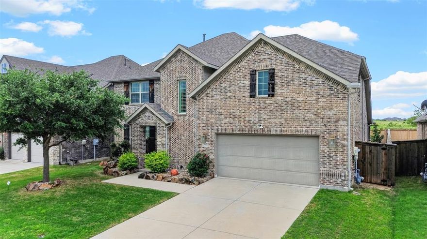 Welcome home to over 3,600 square feet of thoughtfully designed living space in this stunning 4-bedroom, 3.5-bath home located in highly sought-after Trinity Falls. Boasting exceptional drive-up appeal and designer finishes throughout, this home is has it all. A grand entrance welcomes you with cathedral ceiling showing the loft area of the floor above and a designated office space and half bath for guests. Moving into the heart of the home, find a spacious layout with an open concept feel, ideal for both everyday living and entertaining. The expansive kitchen opens seamlessly to a large living area and flows effortlessly to the incredible backyard retreat. The primary suite is conveniently located downstairs and features a luxurious ensuite with an oversized shower, dual vanities, and 3 walk-in closets. Upstairs offers three generously sized secondary bedrooms, one which includes an ensuite, perfect for guests or multigenerational living, a game room, and a large media room. Step outside to enjoy a beautifully designed outdoor living space complete with a very large covered patio, built-in dining area, outdoor kitchen and living area, and plenty of yard space to run and play. Ideally situated near dining, shopping, and entertainment, with easy access to Highway 75 for a quick commute to Dallas, Lake Texoma, and nearby Oklahoma destinations. This house has it all. For more information about Trinity Falls, check out the brochure in Transaction desk.