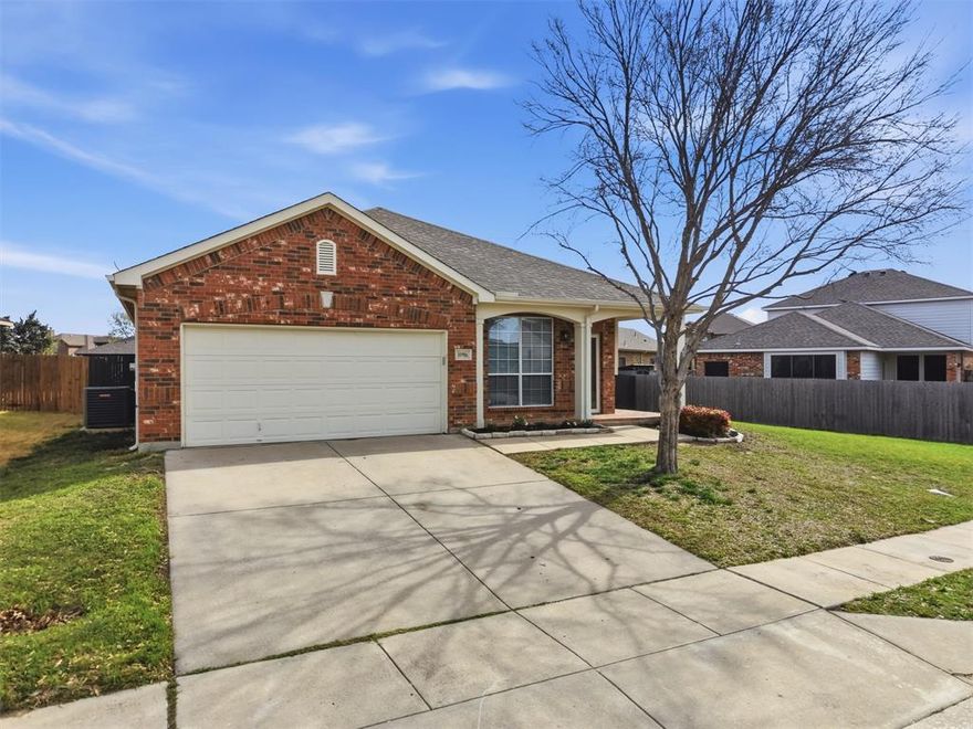 Beautifully updated one story home offering 4 bedrooms, 2 bathrooms, and a dedicated office. Perfect for today's flexible lifestyle. This inviting open concept floor plan features brand new luxury vinyl flooring throughout, freshly painted, updated fixtures, freshly landscaped, creating a modern and move in ready feel. The spacious living room is anchored by a stylish electric fireplace, providing a cozy focal point for relaxing or entertaining. The kitchen and living areas flow seamlessly, ideal for gatherings and everyday living. Additional perks to this home are plantation shutters and build in seating in the breakfast area. Step outside to enjoy a generously sized backyard with a covered patio with plenty of space for outdoor activities, pets, or future enhancements. A perfect blend of comfort, functionality and recent updates, this home is ready for its next owner to enjoy!