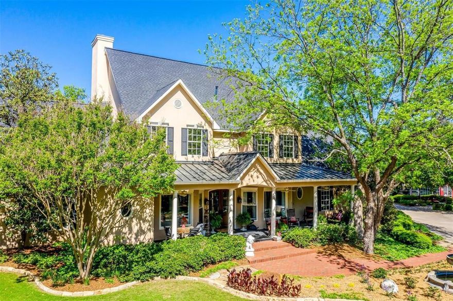 This elegant 5+ acre equestrian estate is a horse owner's paradise, featuring a 4-stall barn, riding arena, multiple fenced pastures, pool, spa, fire-pit, koi pond & lush landscaping. Gorgeous details of a Country French style luxury home & country living, this wonderful property is conveniently located near DFW Airport, restaurants, shopping & Metroplex! Updated, quality finishes include milled wood molding, beautiful built-ins, natural wood, stone & marble flooring, plantation shutters, wood beamed & vaulted ceilings. Gourmet kitchen designed for entertaining, opens to family-room & breakfast area, with professional high-end appliances, granite & leather granite counter tops, large island & breakfast bar, overlooking the lush backyard, pool & cabana. Relaxing master suite has sitting area, fireplace, full slab marble shower, jetted tub & custom closet. Mother-in-law suite on 1st floor & three bedrooms on 2nd along with office, spacious media room & game room. Generous 4 car garage.