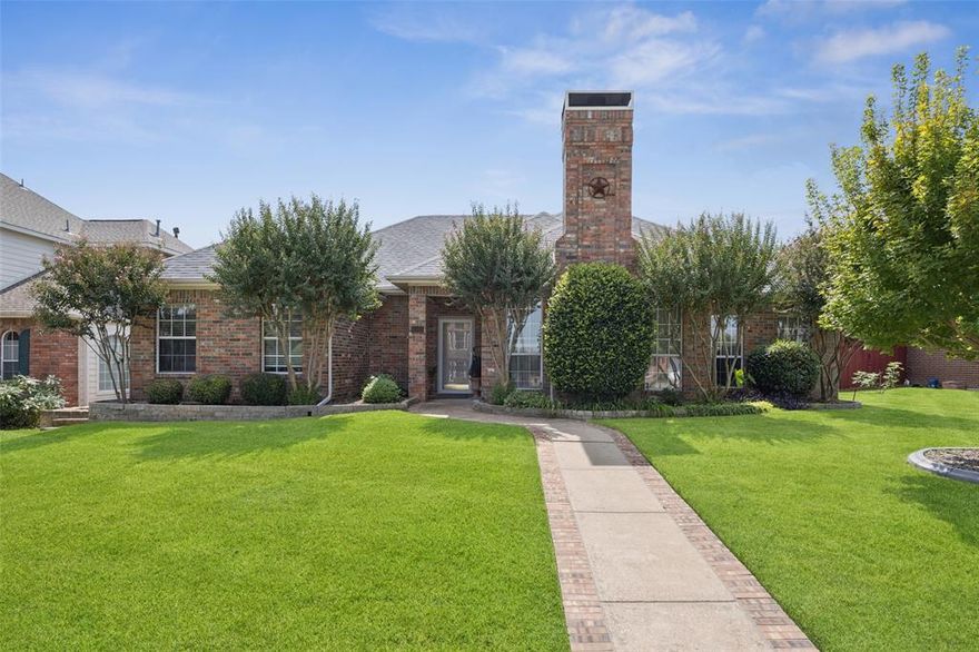 Pride of ownership shines in this beautiful one-story, move-in ready home in the highly desired Creekside Estates of Plano. Enjoy your own private backyard oasis featuring a sparkling swimming pool, lush green space, and a fully fenced yard for added privacy. Inside, the home feels light and airy with high ceilings, abundant natural light, and a fresh neutral color palette. The flexible floorplan offers two inviting living areas, one accented by a cozy fireplace, providing plenty of space for relaxation or entertaining. The spacious kitchen is designed for both style and function, with ample counter and cabinet space, a center island, and a sunlit breakfast nook overlooking the backyard. The primary suite is a peaceful retreat with a spa-inspired ensuite featuring a jetted tub, walk-in frameless glass shower, and a generous walk-in closet. Curb appeal abounds with lush landscaping and stately exterior retaining walls. Lots of recent updates including: new range-oven (2024), primary bathroom updated (2022), retaining walls and fence (2019), roof (2020), and real hardwood flooring (2024). This home is truly move-in ready and filled with charm. Mortgage savings may be available for buyers of this listing—schedule your private showing today and don’t miss this gem!