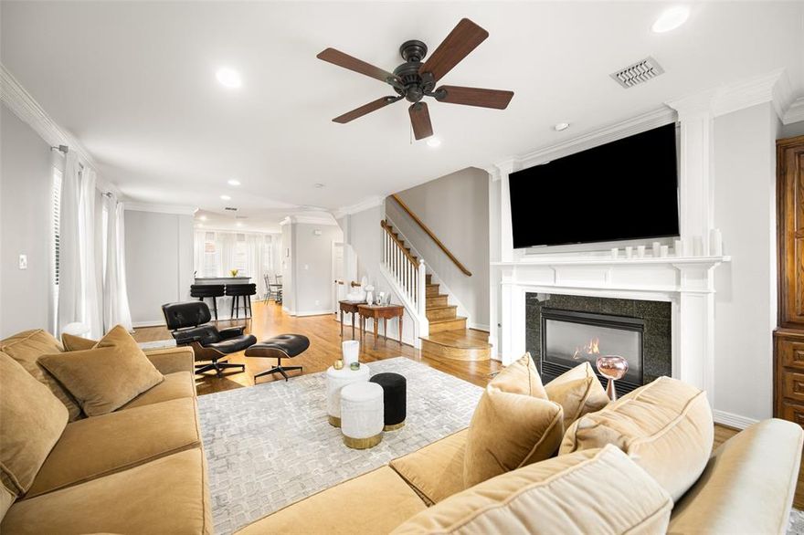 Set within the highly desirable and walkable Mansion Park neighborhood, this corner-unit townhome offers a rare blend of privacy, natural light, and true city living. With windows on multiple sides and only one shared wall, the home lives bright, open, and quietly tucked away — a combination that’s increasingly hard to find in this location. The second floor serves as the heart of the home, where an open-concept living, dining, and kitchen layout creates an effortless flow for both everyday living and entertaining. Just off the main living space, a true walk-out balcony extends the home outdoors — perfect for morning coffee, unwinding in the evenings, or hosting with ease. Upstairs, the primary suite feels like a retreat, with enough space for a dedicated sitting area or lounge. The en-suite bath offers a spa-like experience with a soaking tub, separate shower, and double vanity, while dual closets — including a walk-in — provide both functionality and flexibility. Each additional bedroom is thoughtfully designed with its own en-suite bath and generous closet space, making the home equally well-suited for guests, roommates, or a private home office setup. Meticulously maintained, the home features recent updates including a new AC condenser, recently serviced furnace, new attic ladder, and a transferable warranty — offering peace of mind for the next owner. An attached garage with two dedicated parking spaces completes the home, a rare and valuable convenience in this part of Dallas. Located just minutes from the Katy Trail, Turtle Creek Park, and some of the city’s best dining and lifestyle destinations, the home offers true walkability with seamless access to major freeways — keeping you connected to everything Dallas has to offer while still enjoying a sense of privacy and ease.