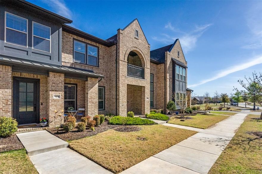 Sophisticated Modern Townhouse in Prime Frisco Location! Step into elegance and modern comfort with this stunning 2019-built townhouse, designed for effortless luxury living. Nestled in the sought-after Frisco Springs community, this home boasts 10-ft ceilings on the main level and in the primary suite, creating a bright and open ambiance. The thoughtfully upgraded open-concept floor plan features 3 spacious bedrooms, 2.5 baths, and a generously sized upstairs laundry room. Natural light pours into every corner, enhancing the beauty of the gorgeous hardwood floors throughout the main level. For the culinary enthusiast, the chef’s kitchen is a dream, showcasing sleek “Iced White Quartz” countertops, an upgraded Frigidaire appliance package, a sophisticated ventilation hood, and an oversized walk-in pantry. The inviting dining area seamlessly connects to the living space, making it perfect for entertaining. Retreat to the expansive primary suite, complete with a cozy sitting area and TWO walk-in closets. The spa-like ensuite bath is a sanctuary, featuring dual sinks, an extended vanity with “Iced White Quartz,” luxurious 12x24 “Silhouette Shadow” floor tiles, and an oversized glass-enclosed shower adorned with elegant “Contessa Dama Snow White” tiles. Additional highlights include high-end window blinds and curtains (conveying with the home), plush upgraded carpeting on the second floor, and an oversized two-car garage with extra storage space and convenient alley access. Enjoy low-maintenance living with HOA-provided front and back lawn care while taking advantage of the vibrant Frisco Springs community amenities—a sparkling pool, clubhouse, scenic jogging and biking trails, multiple playgrounds, lush greenspaces, and charming gazebos. Ideally located just minutes from top-tier shopping, dining, entertainment, and easy access to DNT, this home is the epitome of modern elegance in one of Frisco’s most desirable neighborhoods. Don’t miss this rare opportunity!