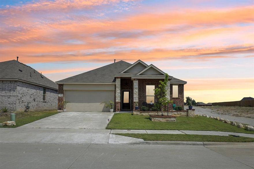 Beautifully maintained 2023 home in the Sendera Ranch community! This 4-bedroom, 2-bath home features an open. concept layout with a split floor plan for privacy, a smart water system, and a spacious kitchen with island, bar seating, and dining area. Enjoy a bright living space that opens to a covered patio and large fenced backyard perfect for entertaining. Community amenities include pools, trails, parks, sports courts, and more.