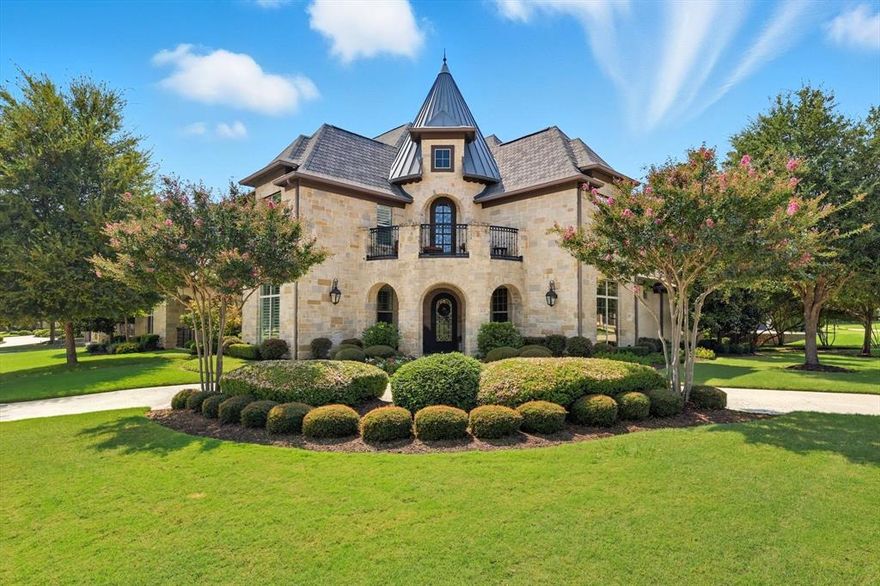 IMMACULATE MUST SEE ESTATE HOME IN PALOMAR ESTATES WTH HIGH END UPGRADES & UPDATES THROUGHOUT. This custom home is where timeless elegance meets technology. This GEM will not last in sought after Southlake. As you enter this masterpiece you will immediately feel the luxury. Hardwood floors, plush carpet, designer counter tops, exquisite lighting, plantation shutters, tankless water heaters, wine room, surround sound, Ring doorbell & cameras, downstairs media room with screen, projector & speakers, fresh paint, 2 laundry areas, mud room, and updated kitchen & baths. The downstairs office & upstairs study area are perfect for school or work. The huge updated chef's dream kitchen has top tier appliances including a built in fridge, ice maker, wine cooler, butler's pantry, 2 sinks, 2 dishwashers, pot filler, warming drawer, large island & walk in pantry. Primary bedroom has a fireplace, sitting area big enough for work out equip, spa like updated bathroom, & sizeable custom closet. Downstairs media room is ideal for entertaining & equip. stays. Guest bedroom split for privacy with bath. Wine room near dining area is perfect for hosting meals. Large family room off of kitchen showcases gorgeous views of pool, spa, water features, outdoor kitchen & covered seating area. Upstairs you will find 3 bedrooms with walk in closets & each have an ensuite bath. A grand game room equiped with a large bar, microwave, & drink fridge provides a nice retreat. 2nd upstairs laundry facility makes wash day easy. The treed backyard is a private oasis with a custom diving pool & spa which is nice for Texas summers. The outdoor kitchen & covered area is ideal for year round events. Don't miss the garage, with custom epoxy floors & shelving that stays. The home boasts storage galore including floored attics with foam barrier. Side porch has water views ideal for morning coffee; great views from all angles. Buyer & buyer's agent to verify measurments, schools & all info.