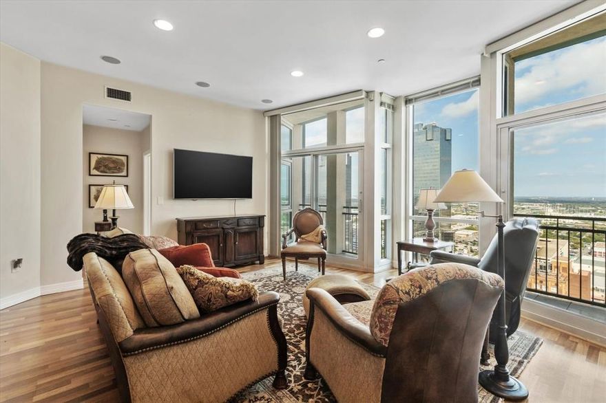 FURNISHED RENTAL AVAILABLE! This fabulous 2 bedroom, 2 bathroom high-end condo features 1,175 SF and stunning eastern views, over looks Sundance Square. The floor to ceiling windows allows for amazing sunrises in the morning. The kitchen features granite counter tops and stainless steel appliances. The Tower features 24-7 concierge service, resort pool deck, community grill area, state of the art fitness center, remodeled community room, firepit area and guest suites. The application fee is $100 per applicant. A $150 move-in fee shall apply. Extensive background check will be required.