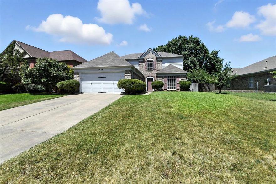 This charming Southgate Addition home is showcased by beautiful curb appeal and mature landscape. Offerings 2179 square feet of living, the functional floor plan presents a formal dining area, a gourmet kitchen with granite countertops, glass tile backsplash, over-cabinet lighting, stainless steel appliances, custom soft-close cabinets, elegant tile flooring, and an added pantry for additional storage; a large family room, four bedrooms, two full and one half bathrooms, a second-level game room, utility area, and two-car garage with Epoxy flooring. Quality abounds in every room with gracious windows, extensive crown molding, upgraded door knobs, a traditional floor-to-ceiling fireplace and fresh exterior paint. The spacious primary retreat is highlighted by a remodeled bathroom complete with a frameless marble shower, marble counters and tub-surround, and custom cabinets. Perfect for outdoor gatherings, the backyard boasts a custom stamped concrete patio and nice storage shed. Additional amenities of the home include a new water heater replaced in 2024, and an upgraded oven and dishwasher replaced in 2024. This home feeds the award-winning Crowley ISD.