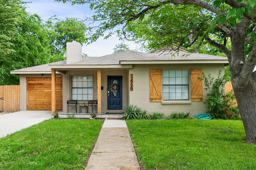 Welcome to 3458 Suffolk Drive, a move-in ready home ideally located just minutes from TCU. Whether you’re a TCU parent looking for a smart housing solution, an investor seeking strong rental potential, or a buyer wanting to be close to the heart of Fort Worth, this property checks all the boxes. Thoughtfully updated throughout, the home features durable LVP flooring, fresh interior and exterior paint, crown molding throughout, updated lighting, and a functional layout designed for everyday living. The kitchen offers granite countertops, stainless steel appliances, subway tile backsplash, and ample storage; clean, inviting, and ready to use from day one. The spacious living area is anchored by a cozy fireplace and flows seamlessly into the dining and kitchen spaces, creating a warm and welcoming environment. The third bedroom offers a private and spacious retreat complete with a generous walk-in closet. Both bathrooms have been beautifully renovated with granite countertops, updated fixtures, and custom tile work.  The primary bath features an oversized walk-in shower and built-in cabinetry creating ample bathroom storage, giving the home a polished and modern feel where it matters most. Step outside to a large backyard with a covered patio, perfect for entertaining, relaxing, or enjoying outdoor living year-round. Additional improvements, including foundation work with warranty, updated plumbing, a new driveway, and a privacy fence, offer peace of mind and long-term value. This home can be a true turn-key opportunity, with all furniture available for sale. The washer, dryer, and refrigerator will convey with an acceptable offer, making it easy to move right in or have it fully ready from day one. With its unbeatable location near TCU, thoughtful updates, and versatile layout, this home stands out as one of the best opportunities in the area.