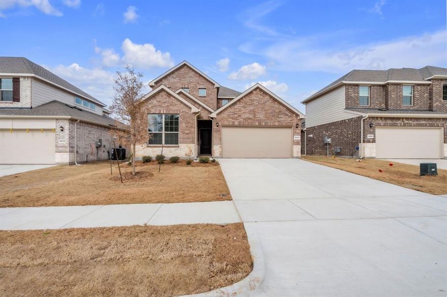 The Burrow is one of our two-story floorplans featured at our Hidden Lakes community in McKinney, TX. The Burrow offers an impressive 2,560 sq. ft. of living space across 4 bedrooms, 3 bathrooms, and a 2-car garage.

As you walk through the long foyer to the open layout of the home, you will find the large kitchen that is open to the spacious family room and dining area. The soaring ceilings in the living room are sure to grab your attention. The kitchen features granite or quartz countertops, decorative tile backsplash, stainless steel appliances and a large kitchen island.

The main bedroom, bedroom 1, is located downstairs and features a large walk-in shower and huge walk-in closet. Upstairs you will find a large loft that is open to the living room below. Utilize this space as a media room, game room, or home gym.

This home comes included with a professionally designed landscape package and a full irrigation system as well as our Home is Connected® base package that offers devices such as offers devices such as the Amazon Echo Pop, a Video Doorbell, Deako Smart Light Switch, a Honeywell Thermostat, and more.