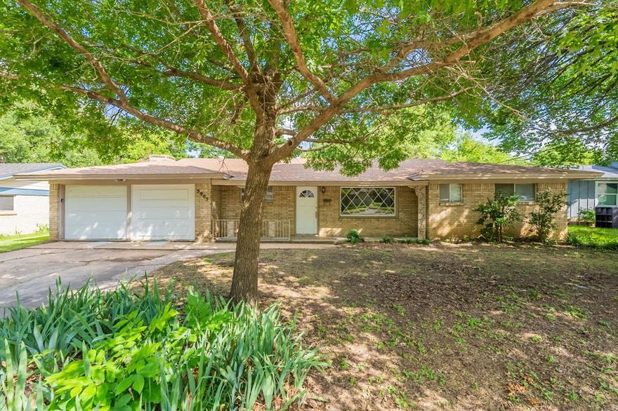 Welcome to this charming, spacious single-story home in the established Wedgwood neighborhood of Fort Worth. Inside, you’ll find over 2,000 square feet of living space, featuring three bedrooms, two full bathrooms, and a generous open-concept layout perfect for everyday living or entertaining. The large living area is anchored by a cozy fireplace, while the kitchen boasts a center island and comes equipped with a refrigerator, electric cooktop, and oven—making it ready for move-in or personal updates. With a converted garage offering flexible bonus space, and a patio for enjoying the outdoors, this home provides both comfort and potential. Situated on a corner lot with mature trees and no HOA, it’s a great option for buyers seeking space and convenience in a well-loved neighborhood.