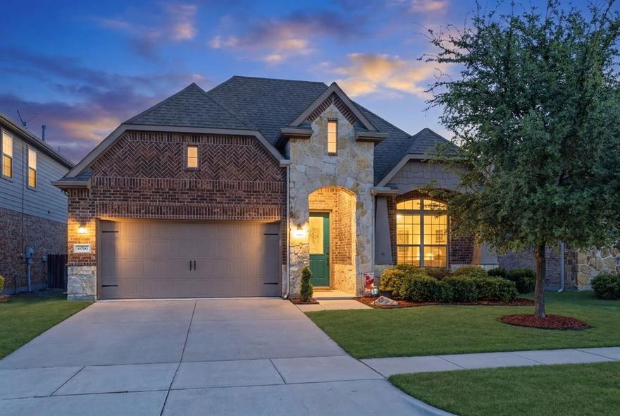 Aggressively Priced, Incredible Value ~ act fast! Zoned to outstanding Prosper ISD schools! Open Plan Living with a Private Backyard & No Neighbors Behind! A dedicated study or flex space with French doors + a split 3-bedroom floorplan ~ where each space flows effortlessly into the next, creating an airy atmosphere. This home is immaculate! Bright white walls amplify the natural light that pours in from the expansive number of windows. Unbroken sightlines make the living, dining & kitchen areas seamlessly connected yet distinct in function. The relaxed living room is perfect for everyday living or gathering with friends ~ centered around the gas log fireplace or listening to your favorite music from the mounted Bose speakers that are included. Designed to impress, the spacious kitchen features generous counter space, quality stainless appliances including a gas cooktop, the refrigerator & plenty of room for those who like to cook at home. The primary bedroom is large enough for a sitting area + showcases a sparkling clean bath. The pergola-covered patio creates the perfect backyard setting for grilling, relaxing & effortless outdoor entertaining. Residents in the Reserve at Westridge can enjoy a 6-acre amenity center, highlighted by 3 resort-style pools, 2-story water slides & a kids' splash pad. The community also offers a clubhouse, walking trails, a catch-and-release fishing pond & playgrounds. Available now...Start living here today!
