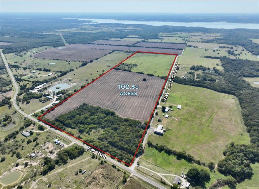 102.5± acres consisting of pasture and cultivated farm land with road frontage on both FM 744 and NW Co Rd 3310, over 5,000 of road frontage in total. Located only minutes North of  Navarro Mills Lake, this land is an attractive opportunity to create your own family retreat, or farm and ranch with multiple potential home sites. Electricity is available at the road. There is currently no metered water service available, however it is planned to be available from Navarro Mills WSC in late 2027. A new boundary survey is scheduled for delivery by the end of December. Come see the potential this beautiful property has to offer.
