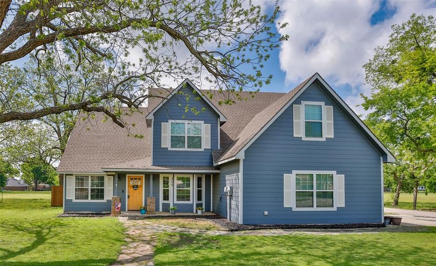 **MOTIVATED SELLER**   WELCOME HOME to this charming 2,463 square foot two-story home nestled on a spacious corner lot in a peaceful small-town setting in the sought after Tioga ISD. This inviting 4-bedroom home features a large master suite downstairs with all other bedrooms upstairs.  It has a  versatile bonus room—perfect for a home office, playroom, or guest space. The layout offers both comfort and functionality, with generous living areas and a natural flow throughout. Step outside to a beautiful backyard, complete with mature trees that provide shade, privacy, and a serene backdrop for relaxing or entertaining. Enjoy the tranquility of country living with all the space you need to grow.

All information to be verified by buyer and buyer's agent.