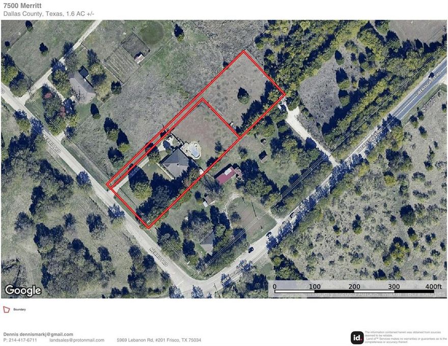 Two tracts totaling approximately 1.6 acres, with single story ranch house. The house is nice and can be used as an office as the zoning has been changed from Residential to Commercial. We are adding this to the 2 acre hard corner site to make a 3.6 acre development site. Zoned Commercial Center in the town of Rowlett. We expect to be able to build 50,000 square feet, max three stories of commercial structures.