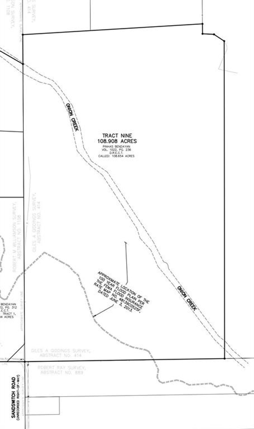 Over 100 acres with a nice home site near the road, a nice view, bisected by Onion Creek.  Adjacent to NTREIS MLS 21121756 (31.043 Acres) on FM 985.