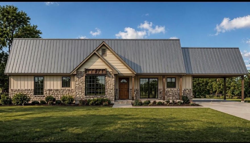 Don't wait on this new construction built by Ron Doe Homes located just outside the city limits of Paris in Mustang Creek Subdivision, an addition with minimal restrictions to protect your investment with no HOA. Located off County Road 14900 in Chisum ISD, this thoughtfully designed split floorplan offers 1,294 sq. ft. of main living space and sits on a spacious acre lot. Highlights include: 3 comfortable bedrooms & 2 full bathrooms, open-concept living area with modern finishes, attached 2-car carport, in a peaceful location with quick access to town amenities. Perfect for first-time buyers, or anyone looking for the convenience of new construction without city taxes. Home comes with a one-year builder's warranty issued from closing day with estimated completion of October 2026.