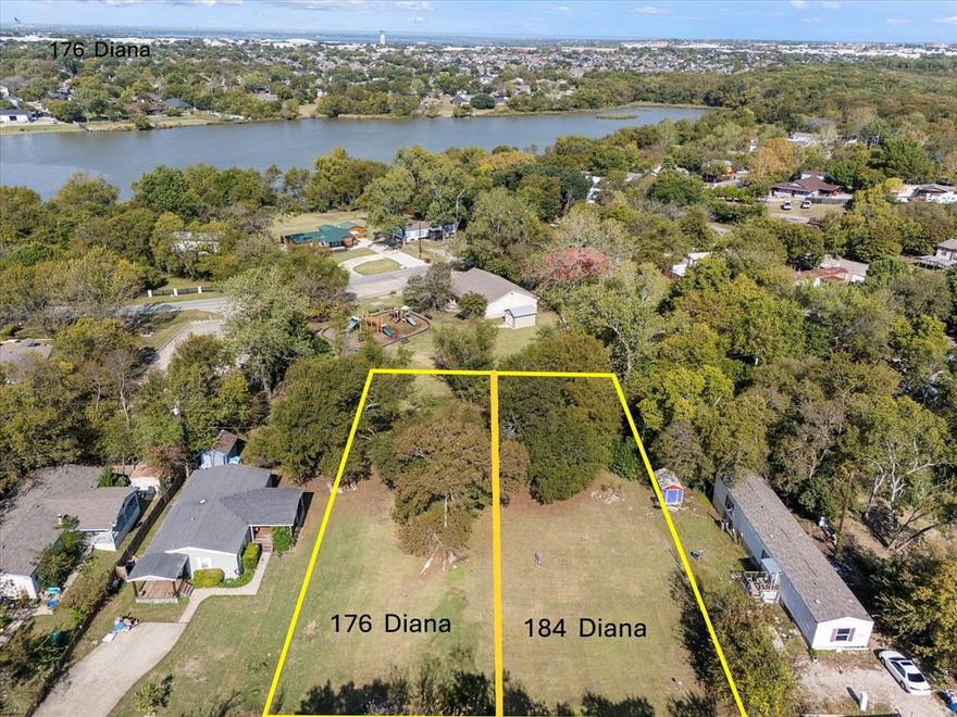 One of 2 large adjacent lots available.  184 Diana Drive is listed under MLS# 21094579.  Build your home on this .255 acre parcel or combine both lots for a lovely homestead.  Mature trees on the property, city water and sewer, Rockwall schools, and abundant dining and shopping options nearby. Great opportunity to enjoy the Lake Ray Hubbard community!
