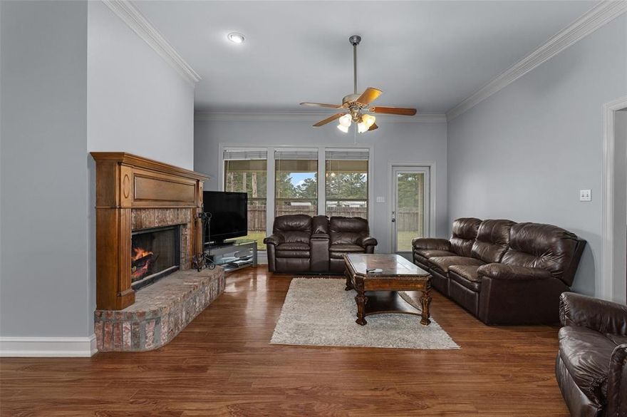 Tuscany Villas Subdivision – This beautiful home offers a warm and inviting living room featuring a gas fireplace and a lovely view of the covered patio. The eat-in kitchen provides abundant counter space, a pantry, and excellent storage options. A large utility room adds even more convenience with additional storage. The gorgeous primary suite includes a tray ceiling and a spacious primary bathroom with a double vanity, separate jetted tub, and walk-in shower. Additional bedrooms are generously sized to accommodate a variety of needs. Outside, you’ll enjoy a large corner lot with a privacy fence and a covered patio perfect for relaxing or entertaining. The home features ceramic tile and luxury vinyl tile flooring, along with ceiling fans throughout. A 2-car garage completes this fantastic property.

Carpet allowance offered with reasonable offer!