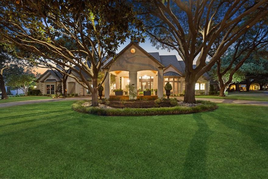 Rare opportunity to own your dream home on .51 acres in the highly desired Willow Bend Lakes. Spectacular curb appeal, natural stone circular drive, porte-cochere, gorgeous landscaping & mature trees. Grand entrance with stunning floor to ceiling Finesstra custom doors & windows greet you with natural light from the opposing wall of windows, high ceilings in foyer, coffered ceilings in formal living, hand scraped hardwoods, & beautifully lit built-ins surrounding the gas fireplace. The gourmet kitchen is complete with chic, modern finishes, quartzite countertops, 6 burner gas cooktop, double oven, antique mirrored built in fridge, farm sink, & butlers pantry. Master suite features a fireplace, sitting area, 2 water closets, 2 vanities, free standing tub, shower with 2 entries, & 2 closets. 2nd bedroom suite, den, study, & dining on first floor. Entertain in your backyard oasis with heated diving pool, bathroom, huge cabana with heaters, fireplace, full kitchen & living. Don't miss out.