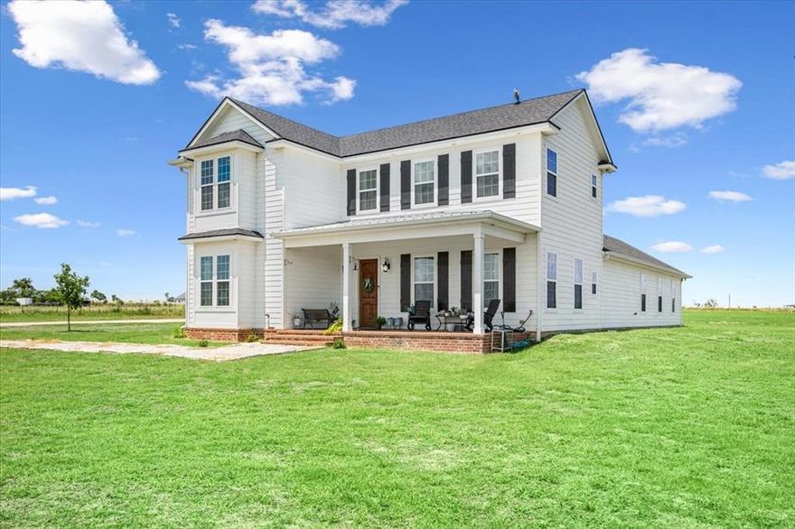8 Acres - Lorena ISD - Built 2018 - It may be a long time before you see a property like this on the market again. In Lorena ISD on 8 acres, this 4 bedroom, 3 full bathroom, one half bathroom modern farm house is the epitome of living in the countryside. Built in 2018, this home features an open kitchen and central living room, wood-burning brick fireplace, two dining areas, and a large kitchen island with additional dining space. With plank flooring throughout the home, the primary bedroom en suite bathroom downstairs includes dual vanities and a separate tub and shower. Also downstairs is a half bathroom for guests. At 2,788 square feet, all bedrooms are spacious in size. Additionally, this property includes a detached 900 sq ft slab garage with electricity and foam insulation, presenting the chance of possibly creating a custom workshop or guest house. 2145 Losak affords you the rare opportunity in Lorena ISD of true farm life on 8 acres.