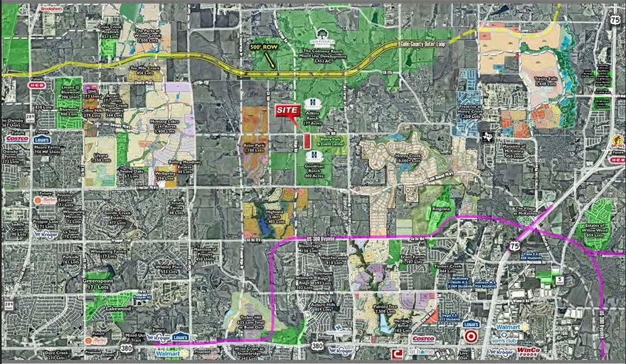20+ acres in City of McKinney, Zoned “Ag”, ready for development. Surrounded by large residential developments and located adjacent to Myers Park & Event Center. Well situated just east of Custer, south of Collin County Outer Loop and north of 380 Bypass. One parcel away from the hard corner of two future 6 lane roads, Ridge Rd and Ownsby Parkway-FM 543. Level, no HV power lines, no pipelines, and no floodplain. Ag exempt.