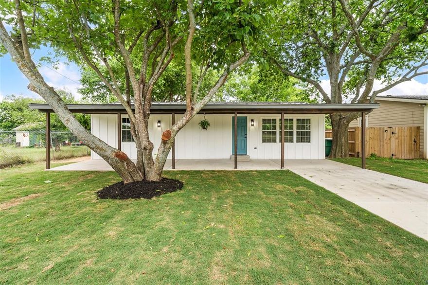 Fully remodeled 2 bedroom 1 bath home offering modern updates and move in ready convenience. This charming home features an open concept layout, fresh neutral paint, wood look flooring throughout, and updated lighting. The kitchen includes stylish cabinetry, sleek countertops, black appliances, open shelving, and a functional flow into the living area. The bathroom has been beautifully updated with a tub and shower combo, modern vanity, and updated fixtures. Enjoy the spacious covered front porch, mature shade trees, and clean curb appeal. A great option for a first time buyer, downsizing, or investment property.