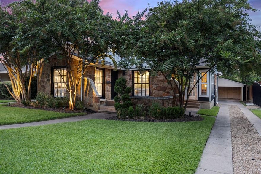 Welcome home to 6117 Martel Avenue—an exquisite blend of historic charm and modern comfort in Wilshire Heights. This 1938-built, 2-bedroom, 2-bath residence spans 1,635 sq ft of thoughtfully updated space. Inside, discover rich wood flooring, a light-filled living room with a stone gas fireplace, and a delightful eat-in kitchen with a farm sink, built-in breakfast nook, glass-front cabinetry, and pantry.

Retreat to the primary suite, complete with dual walk-in closets and a luxe bathroom featuring a soaking tub, separate shower, and dual sinks. The second bedroom is equally gracious, and an adaptable flex space provides room for a home office, gym, or studio.

Outside, enjoy a beautifully landscaped, turfed backyard with patio—perfect for relaxed entertaining or peaceful solitude. Practical updates like fresh interior paint, a newer HVAC System (2025), refinished hardwood floors, and a recently replaced fire place make this home move-in ready. A gated drive and carport offer secure parking, with easy potential to add a full garage.

Situated within the esteemed Dallas ISD, you’re zoned to Mockingbird Elementary, Long Middle, and Woodrow Wilson High—plus just minutes from the eclectic shops and dining of East Dallas and the Lakewood area.

Offered at approximately $950,000, this home promises the rare opportunity to own a turnkey historic gem in one of Dallas’s most desirable neighborhoods.