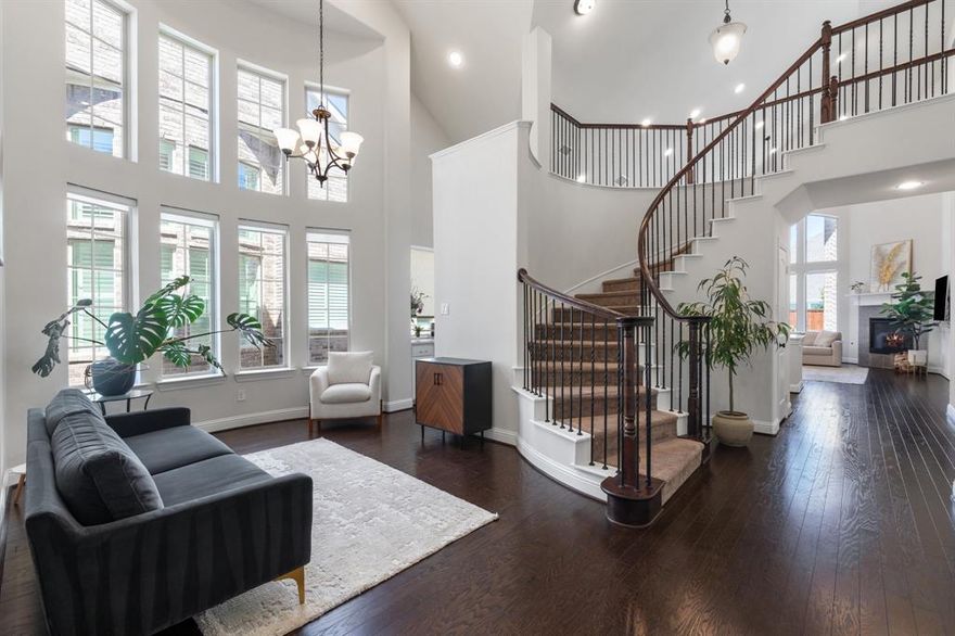 MOVE IN READY! This stunning 2019 build with an open-concept design boasts 4 beds and 4 baths plus a dedicated office or optional 5th bedroom within its 3314 square feet! Facing west and unique in design, the layout offers 2 beds and 2 full baths downstairs, perfect for multi-generational living or welcoming guests. The chef's dream kitchen showcases abundant counter space, crisp white cabinetry, a 5-burner gas cooktop, and seamless flow into the expansive open-concept living areas that are flooded with natural light and have automated shades. Escape to the luxurious primary suite, offering a tranquil retreat with a spa-like bath featuring a relaxing jetted tub, dual sinks, and a separate shower.  Upstairs, discover 2 additional bedrooms & 2 full baths, a versatile game room with built-in storage, and a media room.  Unwind on the covered patio in the peaceful, private backyard. Convenient access to Sam Rayburn Tollway & Hwy 75 makes commuting a breeze.  Just minutes to Gabe Nesbitt Community Park, Apex Centre fitness and aquatic facility, Bonnie Wenk Park and trails, and Eldorado Country Club, as well as shopping, dining, and everyday essentials at McKinney Towne Crossing.  Thoughtfully designed and perfectly situated, this home offers both charm and convenience.