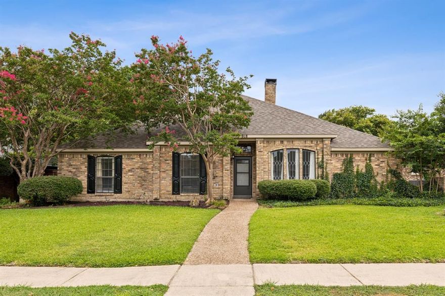 NEW- Seller offering $6000 flooring allowance with acceptable offer! See samples at the house! Fantastic 4 bedroom home in the lovely Fountain Park Estates neighborhood in Allen ISD! This fabulous layout features high ceilings, two spacious living areas and a perfect plan for family nights in or entertaining as there is a perfect flow between the living spaces, dining and kitchen. The backyard also offers a large covered patio. Kitchen provides granite countertops, tile backsplash, induction cooktop, and vaulted ceiling. The main living room has a beautiful brick fireplace, builtins and view of the backyard. The gameroom adjacent to the living room, has a wetbar, and is quite large. The primary bedroom with ensuite bath boasts large garden tub, oversized walk-in shower and 2 walk in closets. The secondary bedrooms are a nice size and have walk in closets. Great location-convenient to major roadways, dining and shopping. Don't miss out on this opportunity to live in Allen ISD.