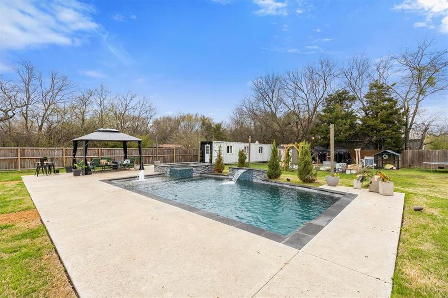 WOW! Straight from the photographers mouth, it looks like you stepped into a magazine! He's not wrong. This stunning, classy, well appointed home in the heart of Lone Oak is not one you want to miss. Drive up to the adorable farmhouse style architecture complete with an outdoor sitting area perfect for sipping your morning coffee. Step inside to perfection, starting in the oversized living room complete with a comforting fireplace and ceiling fan. Move into the generously sized dining room with tons of natural light directed from the picturesque windows. Kitchen is well equipped with tons of cabinets and storage and a breakfast or serving bar conveniently separating the 2 rooms.  The coffee bar and laundry combo is a perfect addition, utilize the lovely space as it is or turn it into a pocket office. Rest well in the 2 oversized secondary bedrooms with ample closet space sharing a large bathroom with double sinks and extra storage. Enter into the primary haven complete with 2 closets, private access to the backyard oasis and a tastefully updated private bathroom. This home is made complete with the backdoor oasis.  You won't find another property like this complete with the large inground heated saltwater pool and spa. No expense was spared on this beauty.  You will also find a ready to go workspace complete with electric, a storage shed and ready to go garden area. This home literally has it all, don't miss your chance to have your very own piece of paradise.