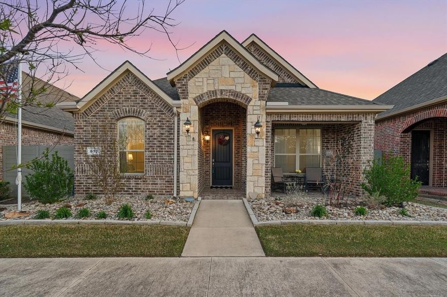OPEN HOUSE SUN 4.19.26 from 1-3pm! Beautiful charming single-story PATIO home was the model home in the highly sought-after Harvest community in Argyle, offering refined living with all the extra bells and whistles including an open-concept design, abundant natural light, extra storage throughout, an additional 200sqft for this building plan, additional half bath and elevated finishes throughout! The spacious living area seamlessly connects to a chef-inspired kitchen featuring granite countertops, an oversized island, stainless steel appliances, and custom cabinetry. The dining area is enhanced by a designer accent wall, enhancing the space with an elevated, designer feel. The private primary suite serves as a serene retreat, complete with a spa-like bath showcasing dual vanities, an oversized walk-in shower, and a generous walk-in closet. Thoughtfully designed secondary bedrooms provide comfort and flexibility. Step outside to a covered patio with pergola, ideal for relaxing or hosting, complemented by a low-maintenance yard. Additional highlights include soaring ceilings, designer lighting, and a dedicated laundry room and RARE extra half bathroom. Enjoy exceptional community amenities including a resort-style pool, multiple pools, two 24-hour fitness centers, a scenic 12-acre lake, walking trails, parks, playgrounds, dog park, and vibrant HOA-hosted events. Conveniently located near top-rated schools, shopping, and dining. Front yard maintenance, cable streaming from Direct TV and internet included in the HOA. A rare opportunity to experience luxury, convenience, and lifestyle all in one.