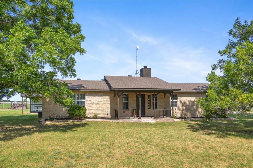 Outstanding opportunity to own an established property in Brock ISD! This classic ranch style home is 1,218 square feet on 1.25 acres, with an awesome shop. Inside the home you will find two bedrooms and two bathrooms in an efficient layout! The living area has beautiful wood finishes, and is complete with a classic wood burning stove. The 24x36 insulated workshop is ready for all of your projects! The property has no known restrictions, so feel free to bring your horses or other animals as well. The property includes a water well that currently serves the house. Come enjoy the simple life in Brock ISD with no water bill!