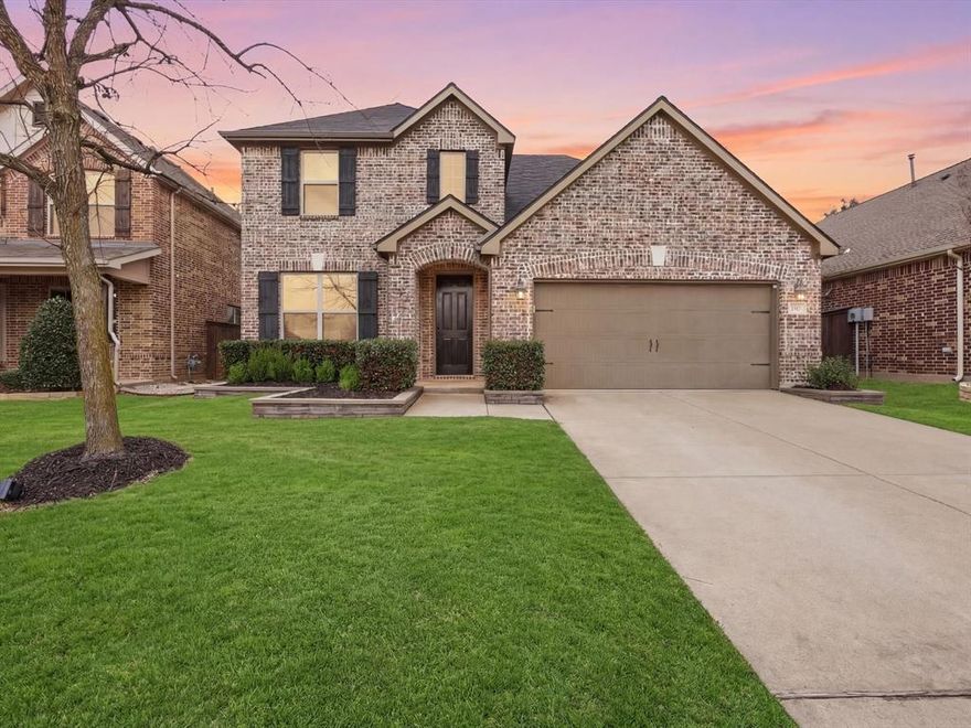 Check out this two-story farmhouse-style home in the highly desirable Trinity Falls community of McKinney, offering a very well-designed layout! 4 bedrooms, 3.5 bathrooms, and an office with a closet that could be turned into a 5th bedroom. The entry features shiplap accents and double glass doors that leads into the office, with a nearby half bathroom for convenience. The open-concept kitchen includes wood accents, quartz countertops, pantry, and flows seamlessly into the living and dining areas. The living room is highlighted by soaring ceilings and expansive windows. You will find an abundance of natural light throughout the entire home! The primary suite is located on the main level and includes an ensuite bathroom with double sinks, walk-in shower, and walk-in closet. Laundry room is also located downstairs. Two-car garage. Upstairs features three additional spacious bedrooms and two full bathrooms. The backyard offers an extended patio and wooden fencing, backing to a greenbelt for added privacy. Residents of Trinity Falls enjoy access to 2 resort-style pools, parks, playgrounds, splash pads, walking and biking trails, gym, clubhouse, and dog park. Conveniently located near Highway 380, US-75, downtown McKinney, shopping, and dining! Ask about the exclusive lender incentive offered!