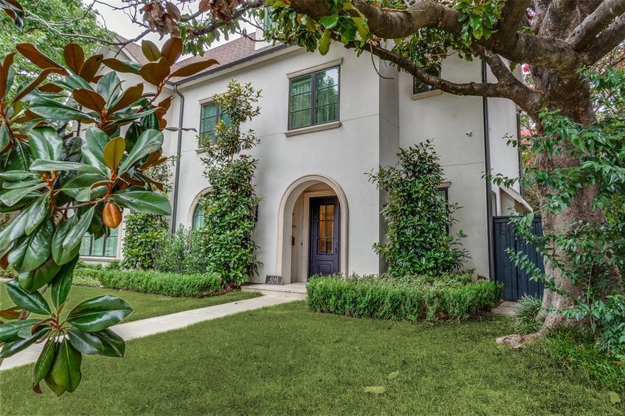 Rare opportunity to own private and serene single family attached home in the heart of Highland Park, designed and built by Prous Homes in 2020. First floor living room showcases a custom fireplace and opens to dining, gourmet kitchen plus a private bedroom or study. Large master on second floor boasts a grand master closet as well as two additional well appointed bedrooms, all ensuite. The third level provides even more versatility with a massive game room and full bath that could easily serve as separate master or entertainers retreat! Upgrades abound, including 5 full baths, 4 bdrms, HUGE landscaped yard with room for pool, quartzite countertops in the chef's Kitchen w- top of the line apps, white oak flooring, space for elevator, and abundant closet space.  Steps away from the vibrant array of shops, cafes, and restaurants in Highland Park Village, this home truly delivers on location and lifestyle.