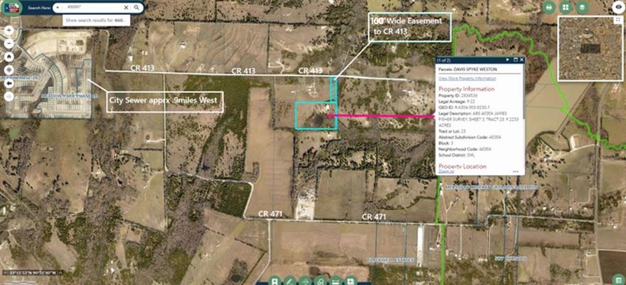 Pristine acreage available in the Melissa ETJ zone. Ready for immediate development in a red-hot growth area of Metroplex.  New Housing developments in progress .9 miles west on CR413 with upgraded infrastructure. 60' easement on eastside of adjoining property that is also available for sale under MLS#20781740. Easement allows access to C413.