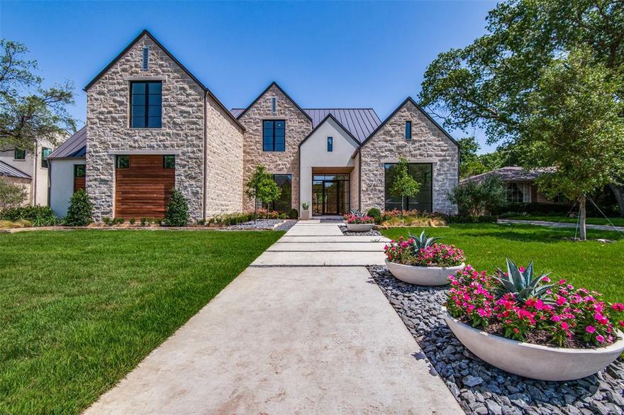 Remarkable Hill Country Modern new construction home built by Garvey Homes in prime Preston Hollow location. Fabulous open floor plan with two large living areas and media area on the first floor plus study, master bedroom suite and guest bedroom. Game room, kids study area and three en-suite bedrooms are up. The Chef's kitchen made for entertaining features a large island, Dacor Modernist appliance package in matte graphite finish, double dishwashers, warming drawer, 48 inch dual fuel gas range, 30 in column refrigerator, 30 inch column freezer with double icemaker and a 24 inch wine column. Additional features include a four car garage, large covered veranda with outdoor kitchen, firepit, flush mounted heaters in the ceiling, skylights and automated screens. This home has it all and is ready for new owners.